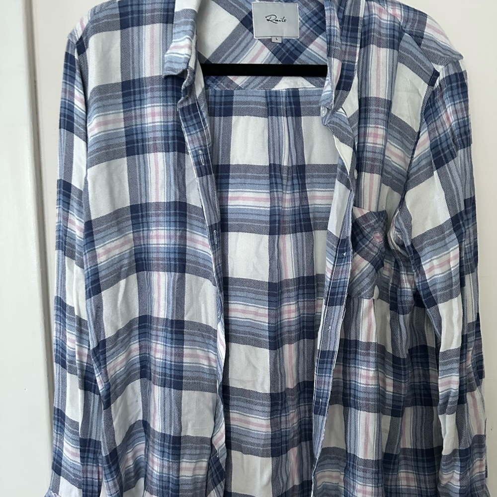 Rails Blue and White Plaid Button-Down Shirt